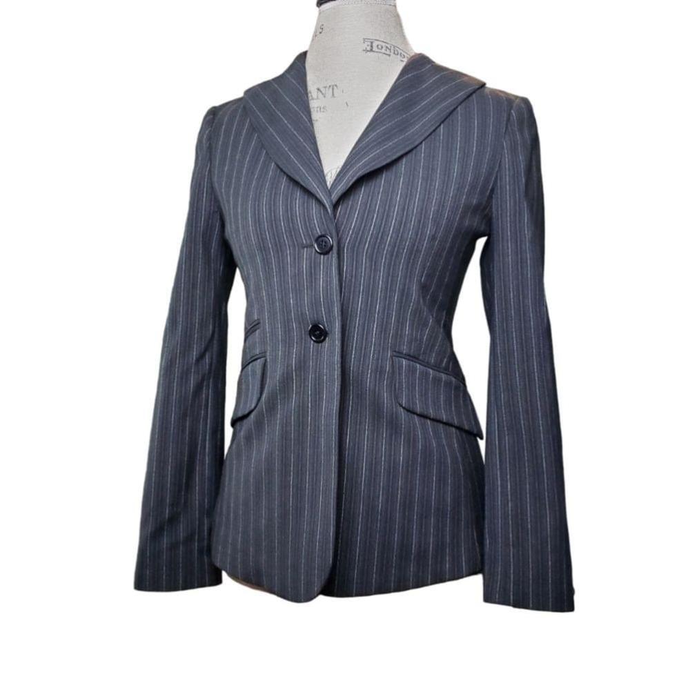 BCBG MaxAzria | Pinstripe Collared Single Breasted Contoured Blazer Jacket (S)